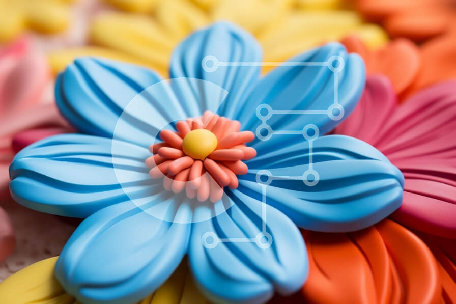 Intra Συλλεκτικό Ξύλινο Παζλ Plywood  4mm - Πολύχρωμα λουλούδια σε έναν κύκλο Σε Ξύλινο Κουτί - Διαστάσεις: 10x10 cm – 25 κομμάτια