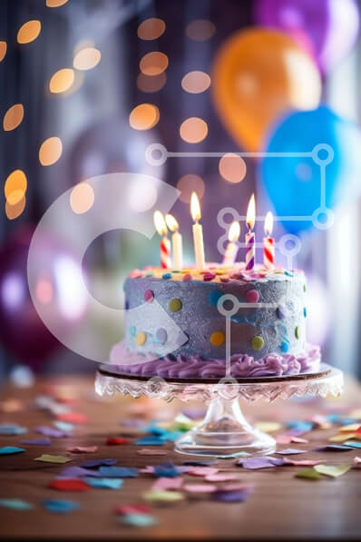 Σετ των 2 Intra Συλλεκτικό Ξύλινο Παζλ Plywood  4mm - Πολύχρωμη τούρτα γενεθλίων με κεριά και μπαλόνια Σε Ξύλινο Κουτί - Διαστάσεις: 10x10 cm – 25 κομμάτια