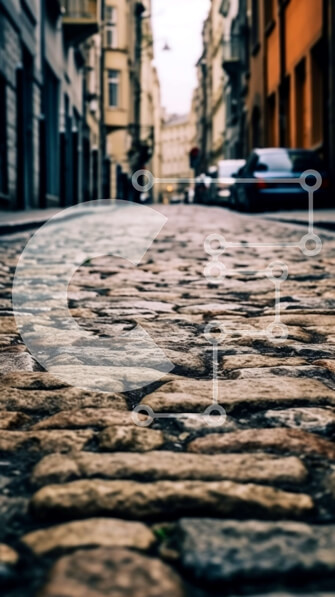 Intra Συλλεκτικό Ξύλινο Παζλ Plywood  4mm - Γραφική λιθόστρωτη οδός στην ευρωπαϊκή πόλη Σε Ξύλινο Κουτί - Διαστάσεις Puzzle: 10x10 cm – 25 κομμάτια