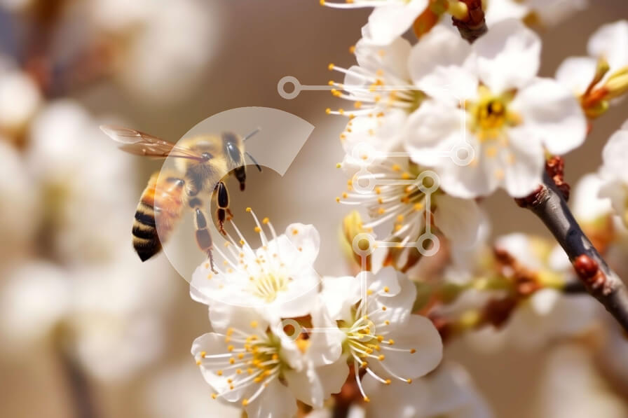 Intra Συλλεκτικό Ξύλινο Παζλ Plywood  4mm - Όμορφη εικόνα μιας μέλισσας κοντά σε ένα ανθισμένο δέντρο Σε Ξύλινο Κουτί - Διαστάσεις: 10x10 cm – 25 κομμάτια
