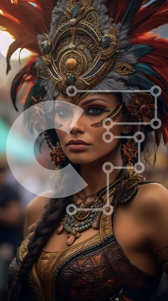 Intra Συλλεκτικό Ξύλινο Παζλ Plywood  4mm - Όμορφη εικόνα μιας γυναίκας των Μάγια που φοράει παραδοσιακό κόσμημα και κοσμήματα Σε Ξύλινο Κουτί - Διαστάσεις Puzzle: 10x10 cm – 25 κομμάτια