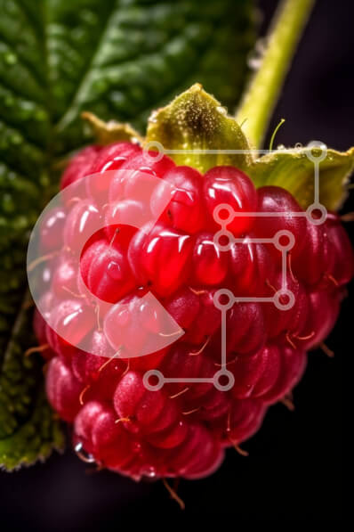 Σετ των 2 Intra Συλλεκτικό Ξύλινο Παζλ Plywood  4mm - Φρέσκια εικόνα ενός κόκκινου βατόμουρου σε ένα πράσινο φύλλο Σε Ξύλινο Κουτί - Διαστάσεις: 10x10 cm – 25 κομμάτια