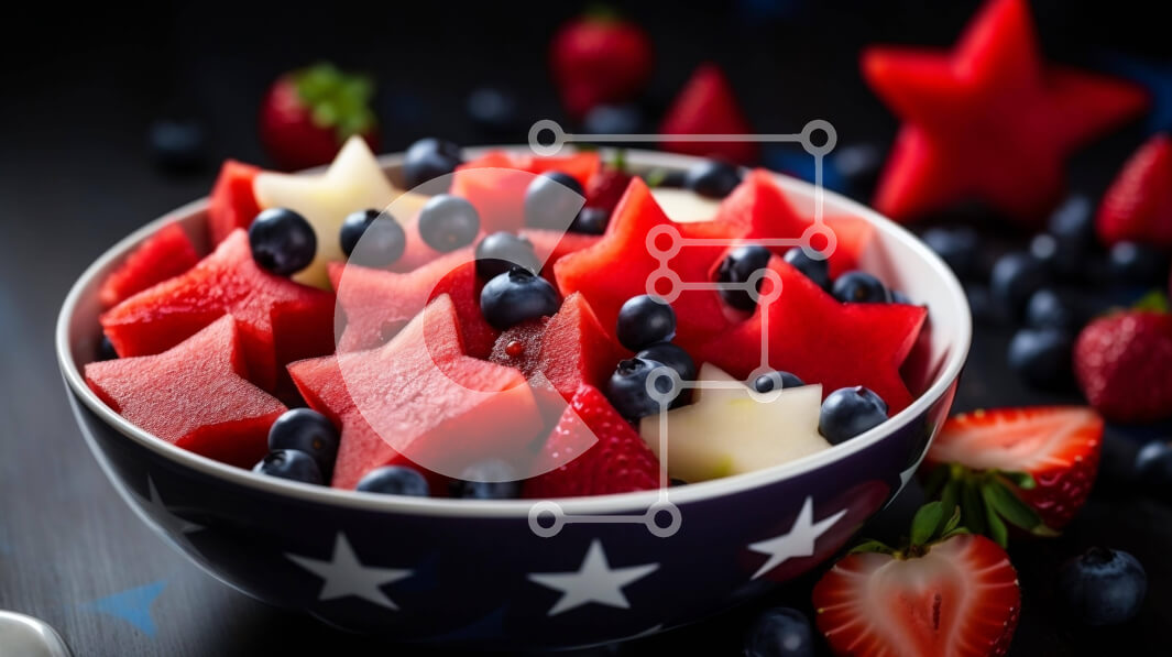 Intra Συλλεκτικό Ξύλινο Παζλ Plywood  4mm - 4 Ιουλίου Fruit Bowl με καρπούζι, φράουλες και βατόμουρα Σε Ξύλινο Κουτί - Διαστάσεις: 10x10 cm – 25 κομμάτια