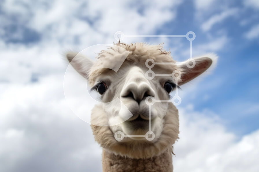 Σετ των 2 Intra Συλλεκτικό Ξύλινο Παζλ Plywood  4mm - Κοντινό πλάνο του περίεργου αλπακά με κεκλιμένο κεφάλι Σε Ξύλινο Κουτί - Διαστάσεις: 10x10 cm – 25 κομμάτια