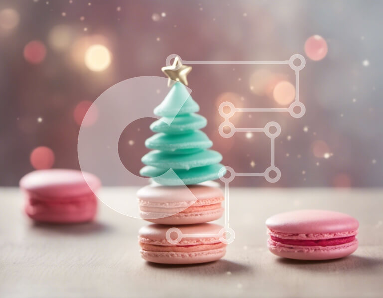 Σετ των 2 Intra Συλλεκτικό Ξύλινο Παζλ Plywood  4mm - Χριστουγεννιάτικο δέντρο μακαρόν με ροζ και πράσινα μακαρόν Σε Ξύλινο Κουτί - Διαστάσεις: 10x10 cm – 25 κομμάτια