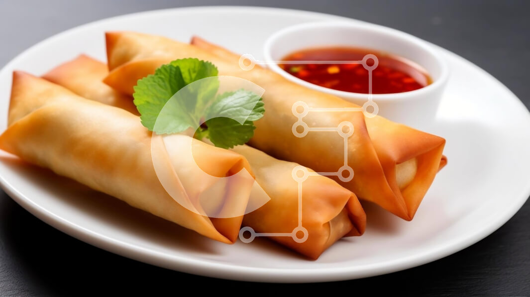 Σετ των 2 Intra Συλλεκτικό Ξύλινο Παζλ Plywood  4mm - Λαχταριστά Spring Rolls με Dipping Sauce και κόλιανδρο Σε Ξύλινο Κουτί - Διαστάσεις: 10x10 cm – 25 κομμάτια