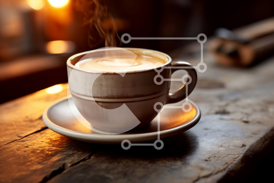 Σετ των 2 Intra Συλλεκτικό Ξύλινο Παζλ Plywood  4mm - Ζεστή εικόνα της κούπας καφέ δίπλα στο τζάκι Σε Ξύλινο Κουτί - Διαστάσεις: 10x10 cm – 25 κομμάτια