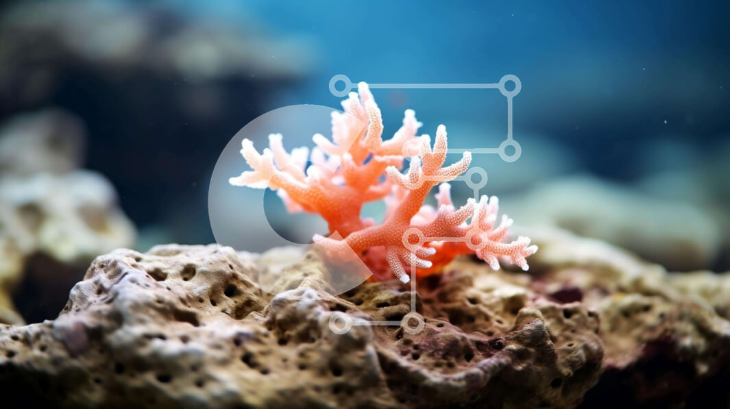 Intra Συλλεκτικό Ξύλινο Παζλ Plywood  4mm - Πορτοκαλί κοράλλι στον βράχο στον ωκεανό Σε Ξύλινο Κουτί - Διαστάσεις: 10x10 cm – 25 κομμάτια