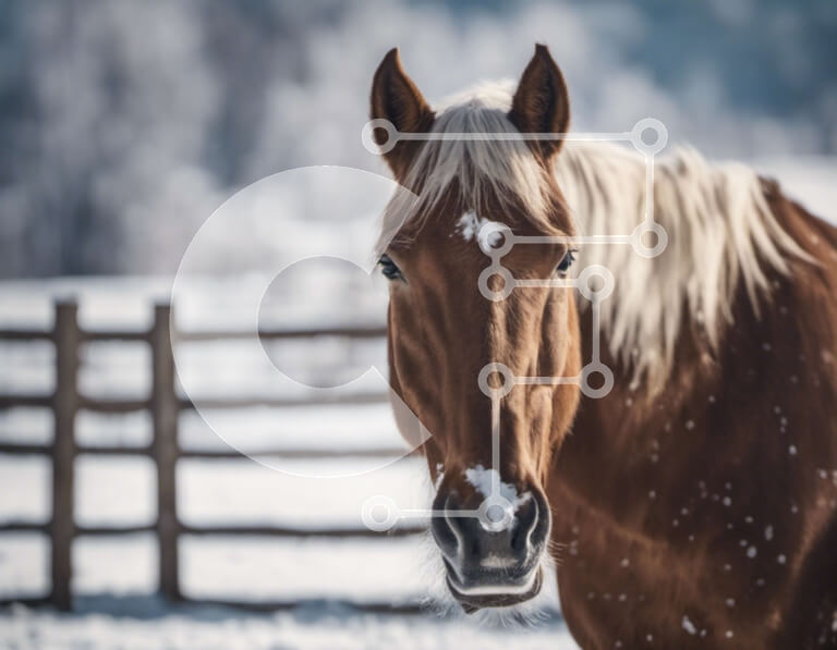 Intra Συλλεκτικό Ξύλινο Παζλ Plywood  4mm - Καφέ άλογο στο χιονισμένο πεδίο Σε Ξύλινο Κουτί - Διαστάσεις: 10x10 cm – 25 κομμάτια