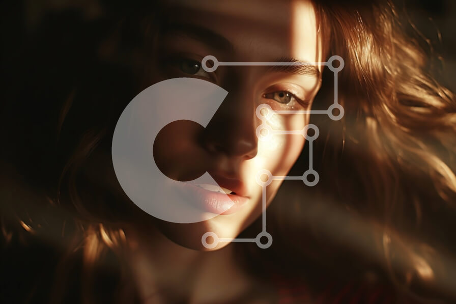 Intra Συλλεκτικό Ξύλινο Παζλ Plywood  4mm - Σοβαρό πορτρέτο γυναίκας με σπαστά καστανά μαλλιά και καστανά μάτια Σε Ξύλινο Κουτί - Διαστάσεις Puzzle: 10x10 cm – 25 κομμάτια