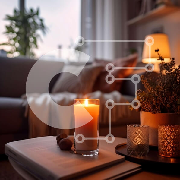 Intra Συλλεκτικό Ξύλινο Παζλ Plywood  4mm - Ζεστό και φιλόξενο σαλόνι με αναμμένο κερί Σε Ξύλινο Κουτί - Διαστάσεις Puzzle: 10x10 cm – 25 κομμάτια