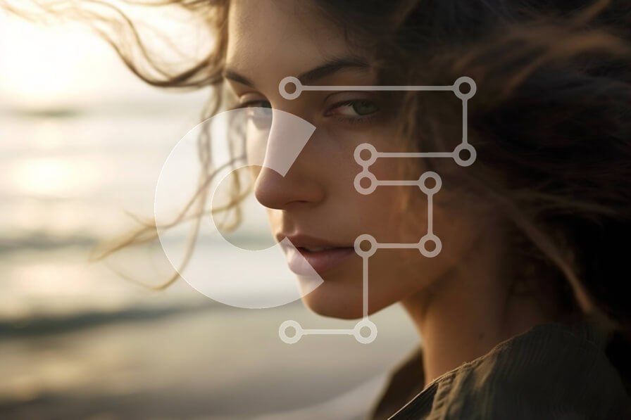 Intra Συλλεκτικό Ξύλινο Παζλ Plywood  4mm - Εκπληκτική εικόνα γυναίκας με μακριά μαλλιά στην παραλία στο ηλιοβασίλεμα Σε Ξύλινο Κουτί - Διαστάσεις Puzzle: 10x10 cm – 25 κομμάτια