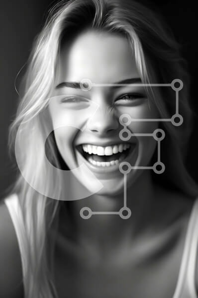 Intra Συλλεκτικό Ξύλινο Παζλ Plywood  4mm - Όμορφο πορτρέτο μιας χαμογελαστής γυναίκας με λευκό φανελάκι και τζιν σορτς Σε Ξύλινο Κουτί - Διαστάσεις Puzzle: 10x10 cm – 25 κομμάτια