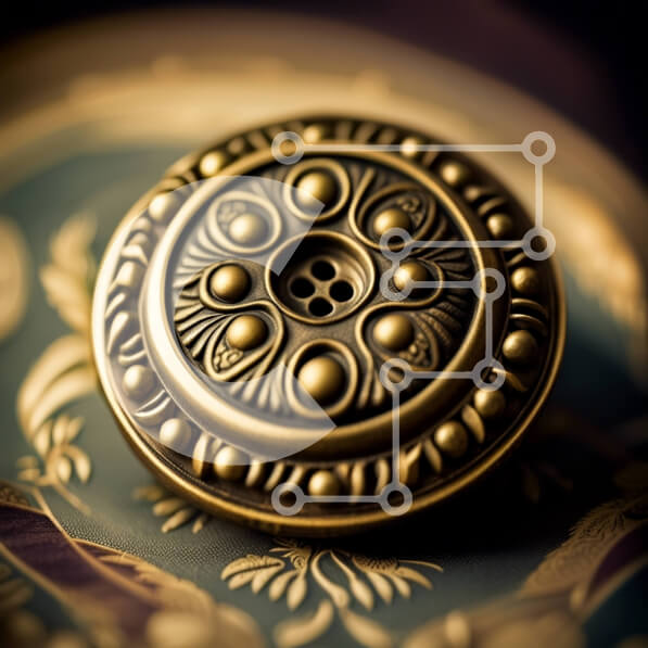 Intra Συλλεκτικό Ξύλινο Παζλ Plywood  4mm - Πολύπλοκο μπρούτζινο κουμπί με φλοράλ σχέδια Σε Ξύλινο Κουτί - Διαστάσεις: 10x10 cm – 25 κομμάτια