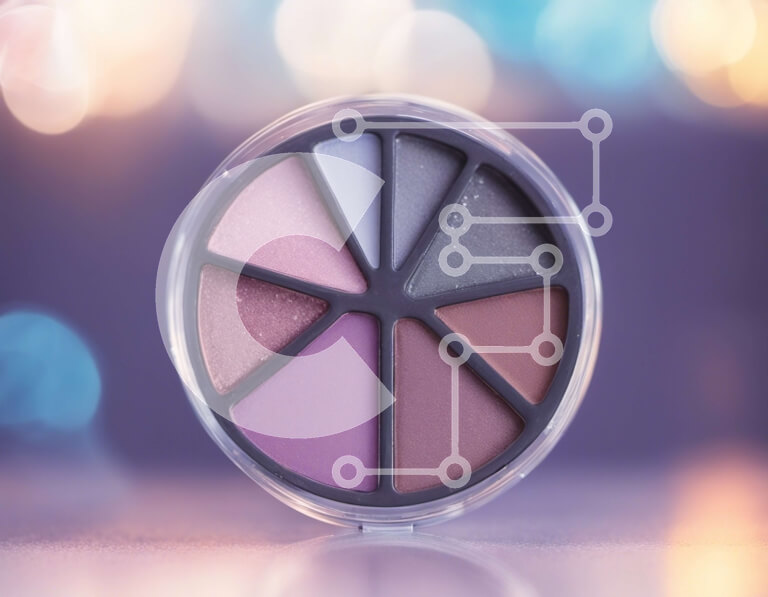 Intra Συλλεκτικό Ξύλινο Παζλ Plywood  4mm - Παλέτα μακιγιάζ με ροζ, μωβ, μπλε και πράσινες σκιές ματιών Σε Ξύλινο Κουτί - Διαστάσεις Puzzle: 10x10 cm – 25 κομμάτια