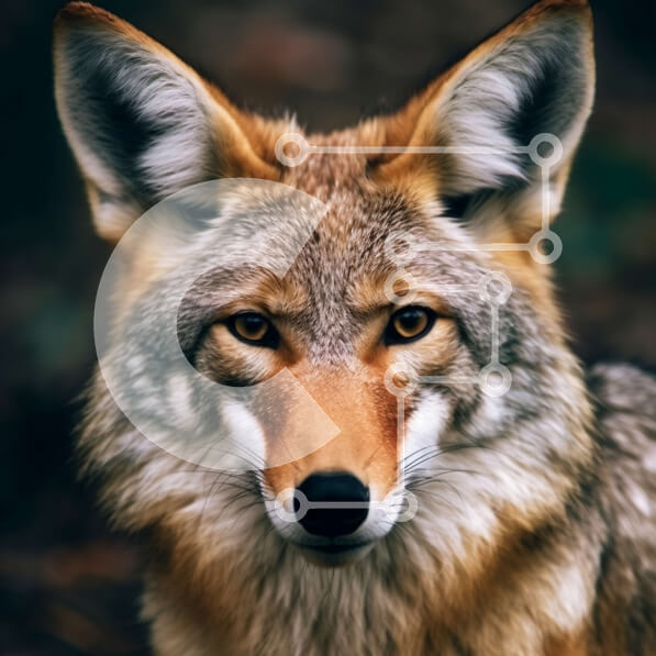 Intra Συλλεκτικό Ξύλινο Παζλ Plywood  4mm - Εκπληκτική εικόνα κογιότ από κοντινή πλάνο με διαπεραστικά κίτρινα μάτια Σε Ξύλινο Κουτί - Διαστάσεις: 10x10 cm – 25 κομμάτια