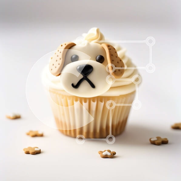 Σετ των 2 Intra Συλλεκτικό Ξύλινο Παζλ Plywood  4mm - Λαχταριστό Cupcake με χαριτωμένη διακόσμηση προσώπου σκύλου Σε Ξύλινο Κουτί - Διαστάσεις: 10x10 cm – 25 κομμάτια