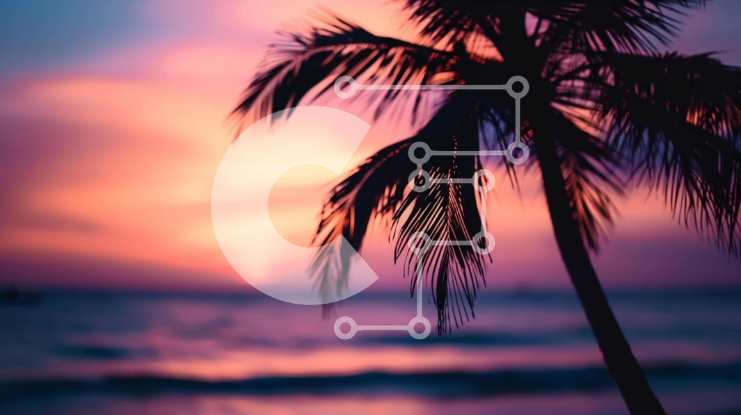 Intra Συλλεκτικό Ξύλινο Παζλ Plywood  4mm - Σιλουέτα Palm Tree στο ηλιοβασίλεμα στην παραλία Σε Ξύλινο Κουτί - Διαστάσεις: 10x10 cm – 25 κομμάτια