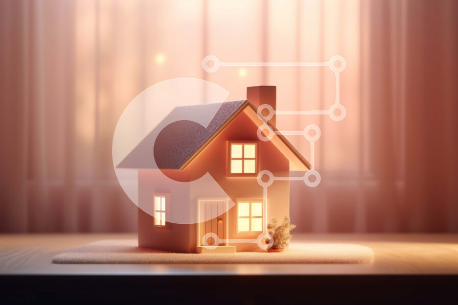 Intra Συλλεκτικό Ξύλινο Παζλ Plywood  4mm - Ειδυλλιακή εικόνα ενός μικρού ροζ σπιτιού με λευκό φράχτη και κόκκινη πόρτα Σε Ξύλινο Κουτί - Διαστάσεις Puzzle: 10x10 cm – 25 κομμάτια