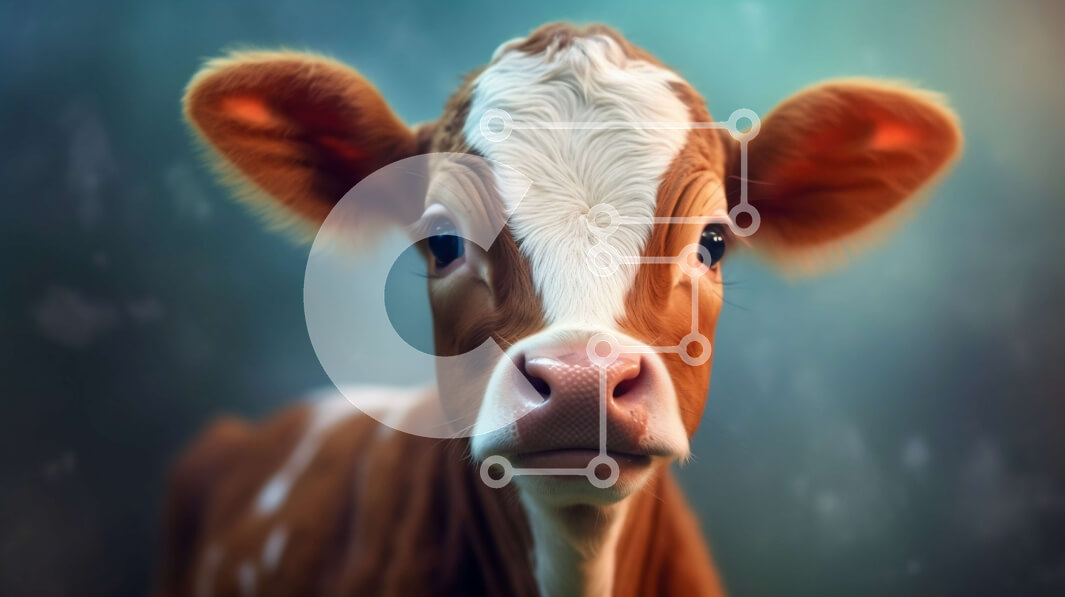 Intra Συλλεκτικό Ξύλινο Παζλ Plywood  4mm - Κοντινό πλάνο του προσώπου μιας αγελάδας με καφέ και λευκό παλτό Σε Ξύλινο Κουτί - Διαστάσεις: 10x10 cm – 25 κομμάτια