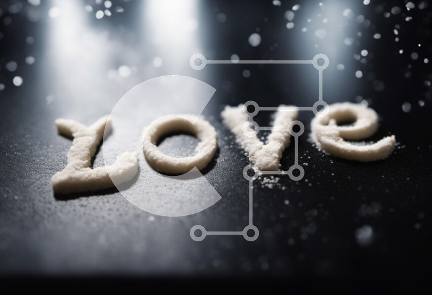 Intra Συλλεκτικό Ξύλινο Παζλ Plywood  4mm - Αγάπη γραμμένη σε λευκή ζάχαρη σε σκούρο φόντο Σε Ξύλινο Κουτί - Διαστάσεις Puzzle: 10x10 cm – 25 κομμάτια