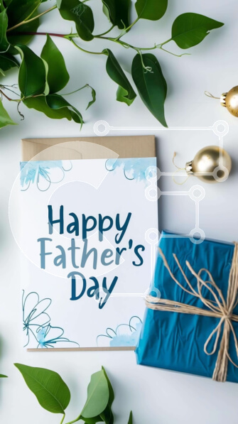 Intra Συλλεκτικό Ξύλινο Παζλ Plywood  4mm - Κάρτα για τη γιορτή του πατέρα με μπλε κουτί δώρου και κλαδιά ευκαλύπτου Σε Ξύλινο Κουτί - Διαστάσεις: 10x10 cm – 25 κομμάτια