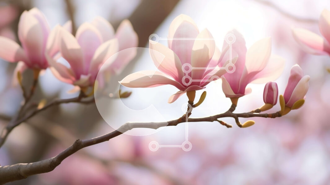 Intra Συλλεκτικό Ξύλινο Παζλ Plywood  4mm - Ανθισμένα λουλούδια Magnolia την άνοιξη Σε Ξύλινο Κουτί - Διαστάσεις: 10x10 cm – 25 κομμάτια