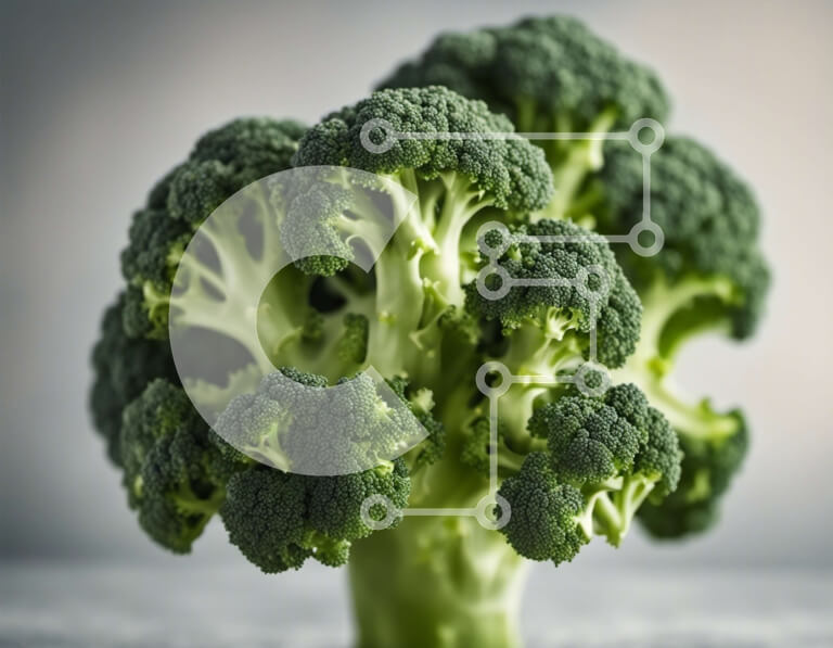 Σετ των 2 Intra Συλλεκτικό Ξύλινο Παζλ Plywood  4mm - Κοντινή όψη του κεφαλιού του μπρόκολου Σε Ξύλινο Κουτί - Διαστάσεις: 10x10 cm – 25 κομμάτια