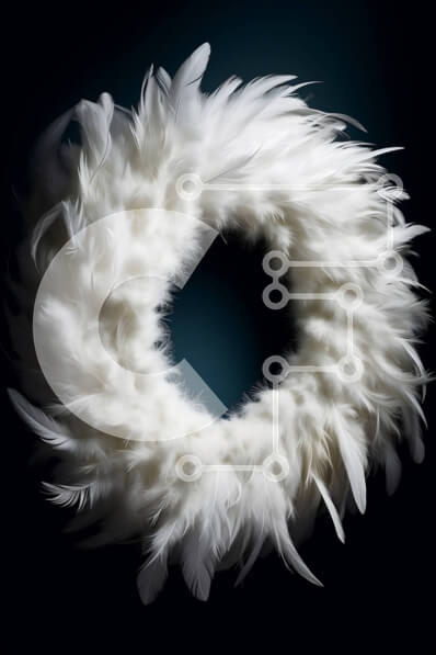 Intra Συλλεκτικό Ξύλινο Παζλ Plywood  4mm - Κομψό λευκό στεφάνι με φτερά σε μαύρο φόντο Σε Ξύλινο Κουτί - Διαστάσεις Puzzle: 10x10 cm – 25 κομμάτια