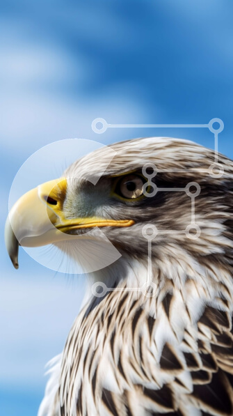 Σετ των 2 Intra Συλλεκτικό Ξύλινο Παζλ Plywood  4mm - Κοντινό πλάνο του αετού που κοιτάζει την κάμερα Σε Ξύλινο Κουτί - Διαστάσεις: 10x10 cm – 25 κομμάτια