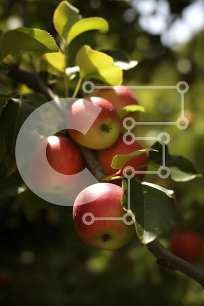 Σετ των 2 Intra Συλλεκτικό Ξύλινο Παζλ Plywood  4mm - Φρέσκα και ζουμερά κόκκινα μήλα που κρέμονται από ένα δέντρο Σε Ξύλινο Κουτί - Διαστάσεις: 10x10 cm – 25 κομμάτια