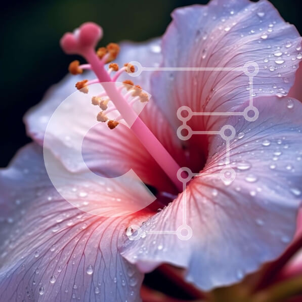 Intra Συλλεκτικό Ξύλινο Παζλ Plywood  4mm - Όμορφη κινηματογράφηση σε πρώτο πλάνο ενός ροζ λουλουδιού ιβίσκου με σταγονίδια νερού Σε Ξύλινο Κουτί - Διαστάσεις: 10x10 cm – 25 κομμάτια