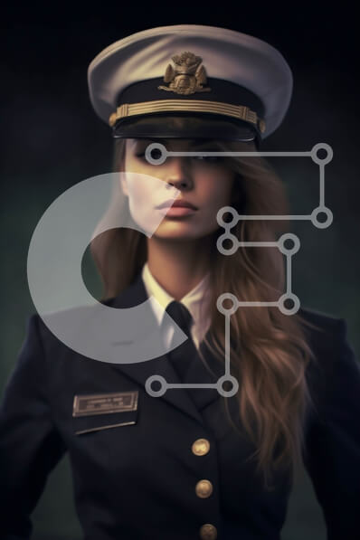 Intra Συλλεκτικό Ξύλινο Παζλ Plywood  4mm - Γυναίκα με ναυτική στολή - Φωτογραφία Αρχείου Σε Ξύλινο Κουτί - Διαστάσεις Puzzle: 10x10 cm – 25 κομμάτια