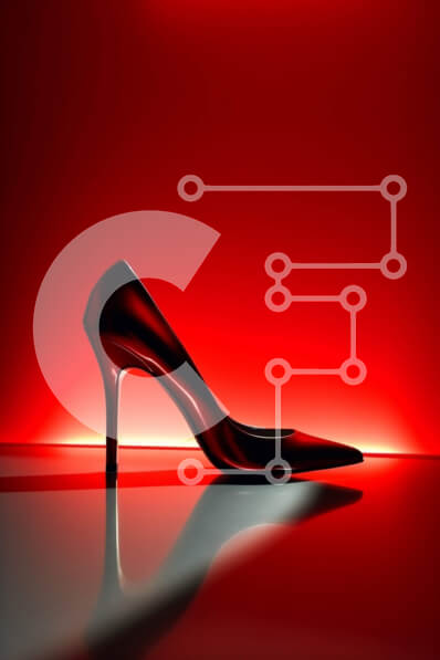 Intra Συλλεκτικό Ξύλινο Παζλ Plywood  4mm - Κομψό μαύρο ψηλοτάκουνο παπούτσι σε ζωηρό κόκκινο φόντο Σε Ξύλινο Κουτί - Διαστάσεις Puzzle: 10x10 cm – 25 κομμάτια