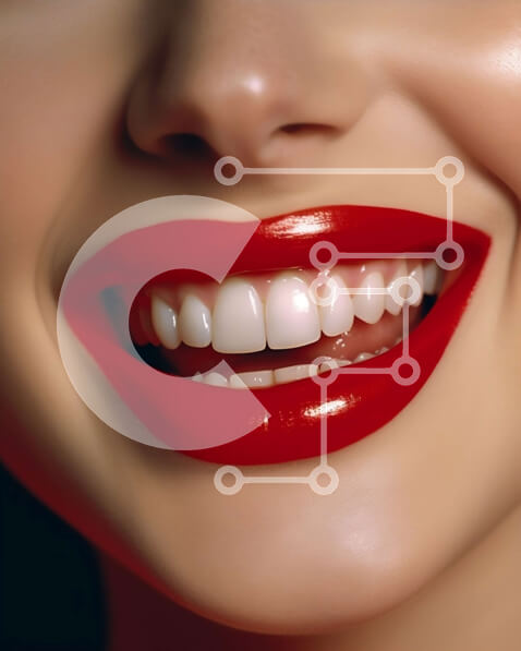 Intra Συλλεκτικό Ξύλινο Παζλ Plywood  4mm - Πορτρέτο μιας όμορφης γυναίκας με κόκκινο κραγιόν και λευκά δόντια Σε Ξύλινο Κουτί - Διαστάσεις Puzzle: 10x10 cm – 25 κομμάτια