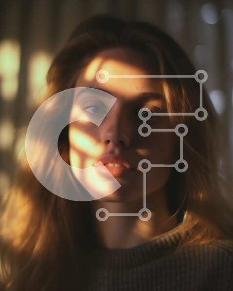 Intra Συλλεκτικό Ξύλινο Παζλ Plywood  4mm - Όμορφο πορτρέτο μιας νεαρής γυναίκας με κυματιστά ξανθά μαλλιά και καστανά μάτια Σε Ξύλινο Κουτί - Διαστάσεις Puzzle: 10x10 cm – 25 κομμάτια