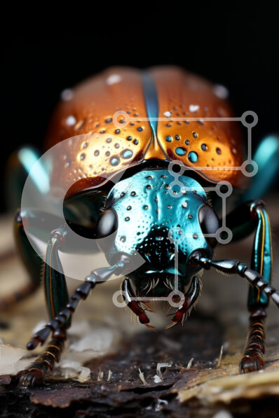 Σετ των 2 Intra Συλλεκτικό Ξύλινο Παζλ Plywood  4mm - Ζωντανή εικόνα ενός σκαθαριού με μπλε και πορτοκαλί εξωσκελετό στο ξύλο Σε Ξύλινο Κουτί - Διαστάσεις: 10x10 cm – 25 κομμάτια