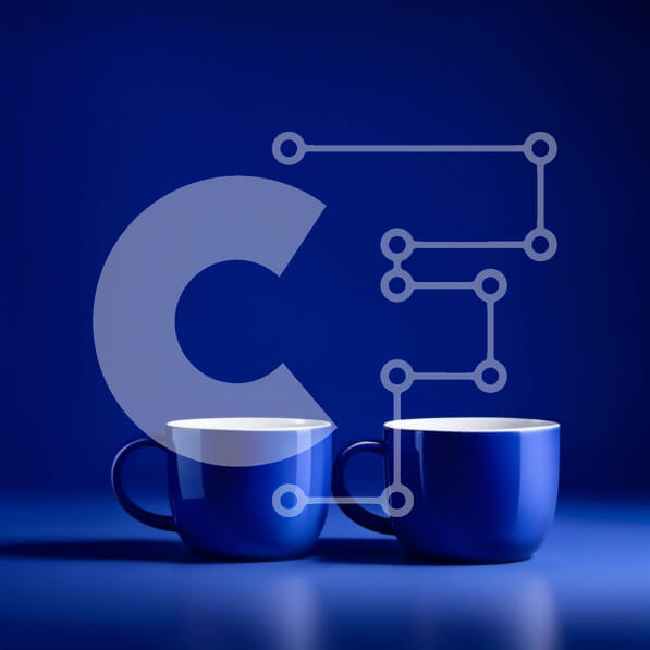 Intra Συλλεκτικό Ξύλινο Παζλ Plywood  4mm - Κομψές μπλε κούπες καφέ σε σκούρο φόντο Σε Ξύλινο Κουτί - Διαστάσεις: 10x10 cm – 25 κομμάτια