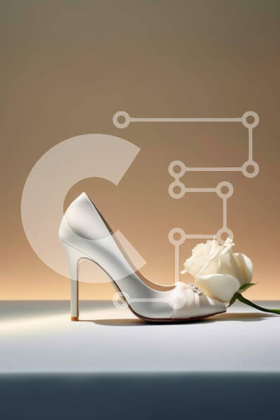 Intra Συλλεκτικό Ξύλινο Παζλ Plywood  4mm - Κομψή ομορφιά: Λευκό τριαντάφυλλο και λευκές ψηλοτάκουνες γόβες σε τραπέζι Σε Ξύλινο Κουτί - Διαστάσεις Puzzle: 10x10 cm – 25 κομμάτια