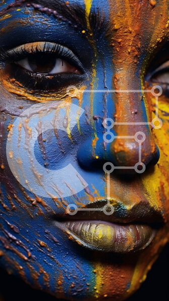 Intra Συλλεκτικό Ξύλινο Παζλ Plywood  4mm - Εκπληκτική εικόνα μιας γυναίκας με πολύχρωμη μπογιά προσώπου Σε Ξύλινο Κουτί - Διαστάσεις Puzzle: 10x10 cm – 25 κομμάτια