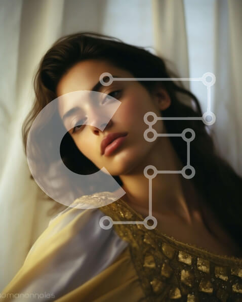 Intra Συλλεκτικό Ξύλινο Παζλ Plywood  4mm - Εκπληκτική γυναίκα με κίτρινο φόρεμα που κοιτάζει την απόσταση Σε Ξύλινο Κουτί - Διαστάσεις Puzzle: 10x10 cm – 25 κομμάτια