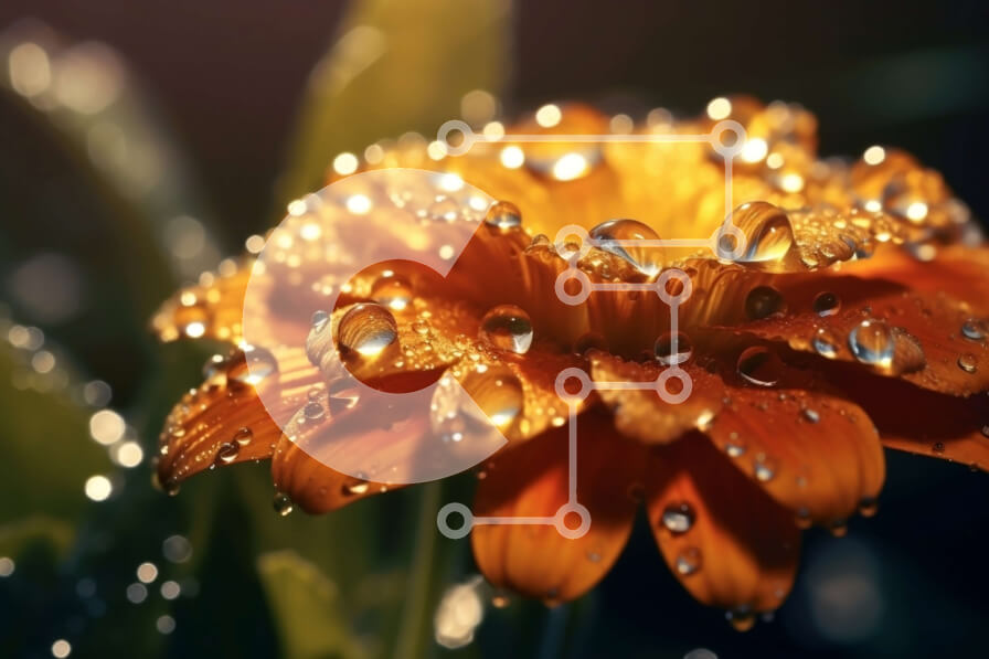 Intra Συλλεκτικό Ξύλινο Παζλ Plywood  4mm - Εκπληκτική εικόνα ενός πορτοκαλιού λουλουδιού με σταγονίδια νερού στα πέταλά του Σε Ξύλινο Κουτί - Διαστάσεις: 10x10 cm – 25 κομμάτια