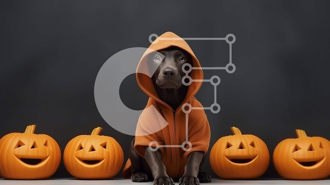 Σετ των 2 Intra Συλλεκτικό Ξύλινο Παζλ Plywood  4mm - Σκύλος με αποκριάτικη στολή με κολοκύθες Σε Ξύλινο Κουτί - Διαστάσεις: 10x10 cm – 25 κομμάτια