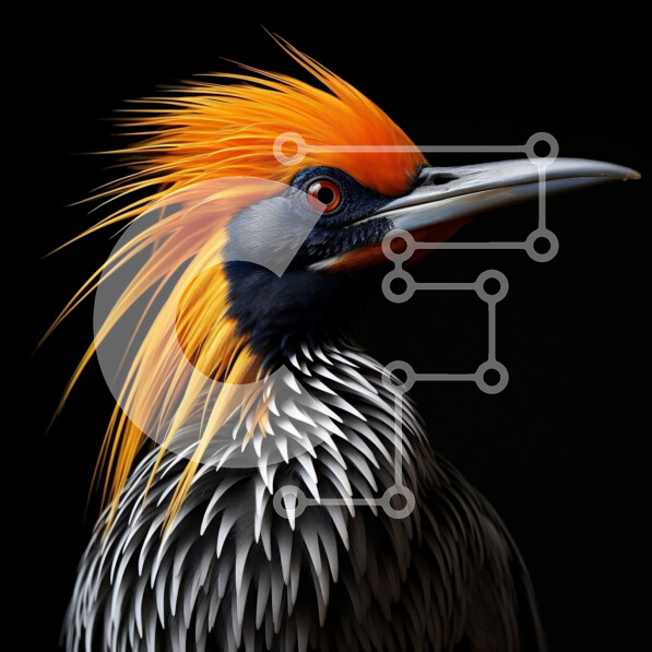 Intra Συλλεκτικό Ξύλινο Παζλ Plywood  4mm - Ζωντανή κινηματογράφηση σε πρώτο πλάνο πουλιού με πορτοκαλί και μαύρα φτερά και κυρτό ράμφος Σε Ξύλινο Κουτί - Διαστάσεις: 10x10 cm – 25 κομμάτια