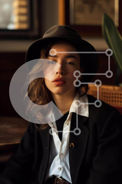 Intra Συλλεκτικό Ξύλινο Παζλ Plywood  4mm - Νεαρή γυναίκα με επίσημη ενδυμασία κάθεται σε καρέκλα γραφείου Σε Ξύλινο Κουτί - Διαστάσεις Puzzle: 10x10 cm – 25 κομμάτια