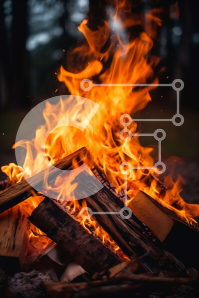 Σετ των 2 Intra Συλλεκτικό Ξύλινο Παζλ Plywood  4mm - Φωτιά που καίει στο δάσος τη νύχτα Σε Ξύλινο Κουτί - Διαστάσεις: 10x10 cm – 25 κομμάτια