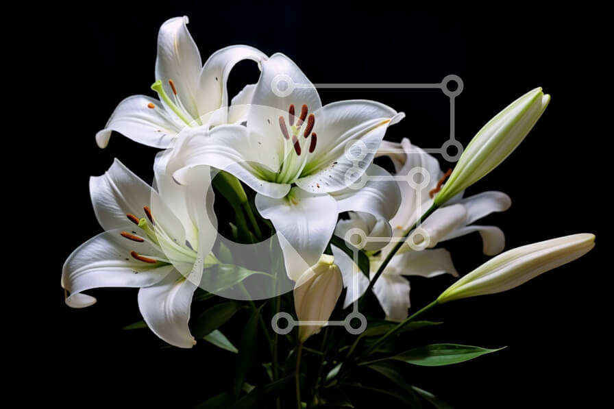 Intra Συλλεκτικό Ξύλινο Παζλ Plywood  4mm - Κομψή εικόνα λευκών κρίνων σε μαύρο φόντο Σε Ξύλινο Κουτί - Διαστάσεις Puzzle: 10x10 cm – 25 κομμάτια