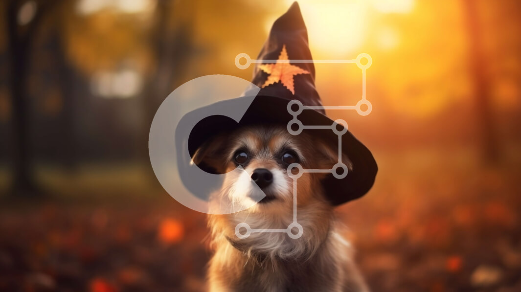 Intra Συλλεκτικό Ξύλινο Παζλ Plywood  4mm - Χαριτωμένο σκυλί με καπέλο μάγισσας Σε Ξύλινο Κουτί - Διαστάσεις: 10x10 cm – 25 κομμάτια