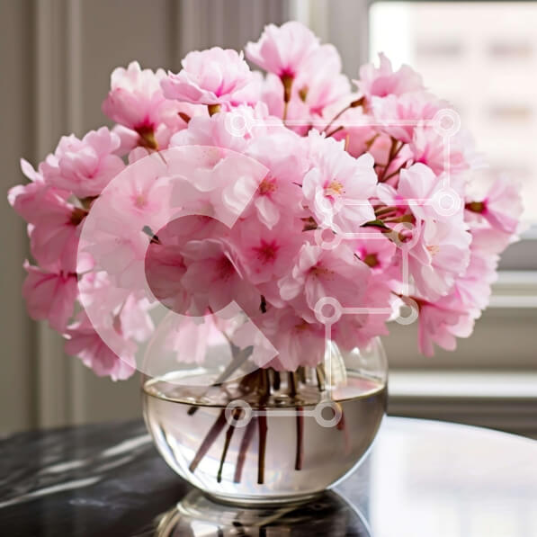 Intra Συλλεκτικό Ξύλινο Παζλ Plywood  4mm - Φρέσκα ροζ λουλούδια σε διαφανές γυάλινο βάζο από ανοιχτό παράθυρο Σε Ξύλινο Κουτί - Διαστάσεις: 10x10 cm – 25 κομμάτια