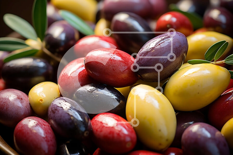 Σετ των 2 Intra Συλλεκτικό Ξύλινο Παζλ Plywood  4mm - Μπολ με πολύχρωμες ελιές με φρέσκο ​​δεντρολίβανο Σε Ξύλινο Κουτί - Διαστάσεις: 10x10 cm – 25 κομμάτια